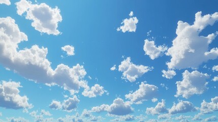 Serene Sky Scattered with Fluffy Clouds on a Clear Day