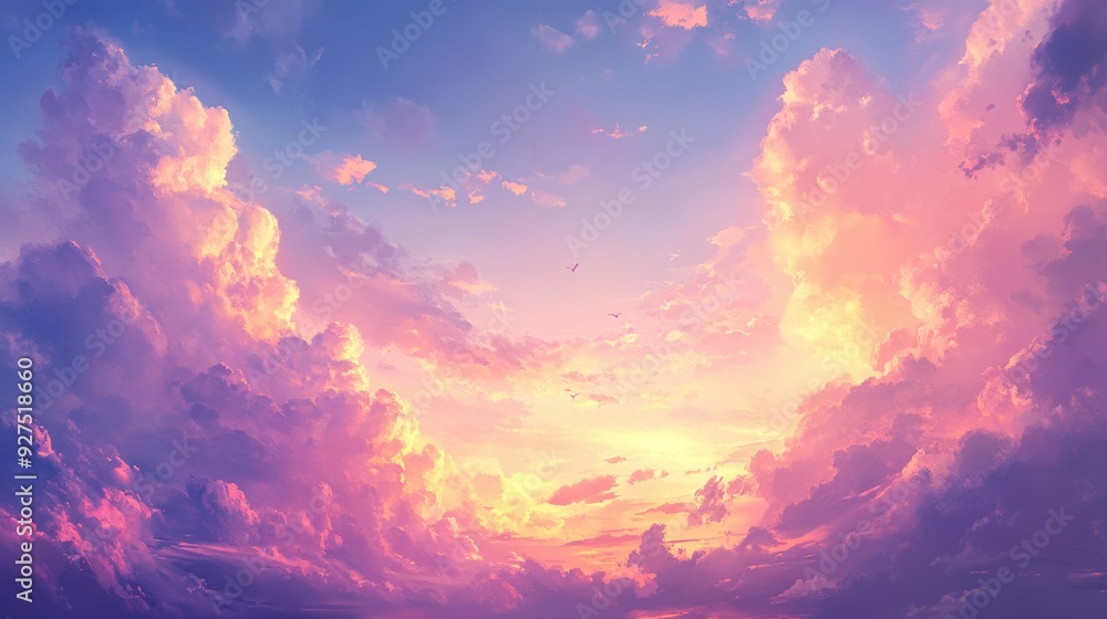 Canvas Prints tranquil sunset sky with soft pastel-colored clouds for a relaxing evening view