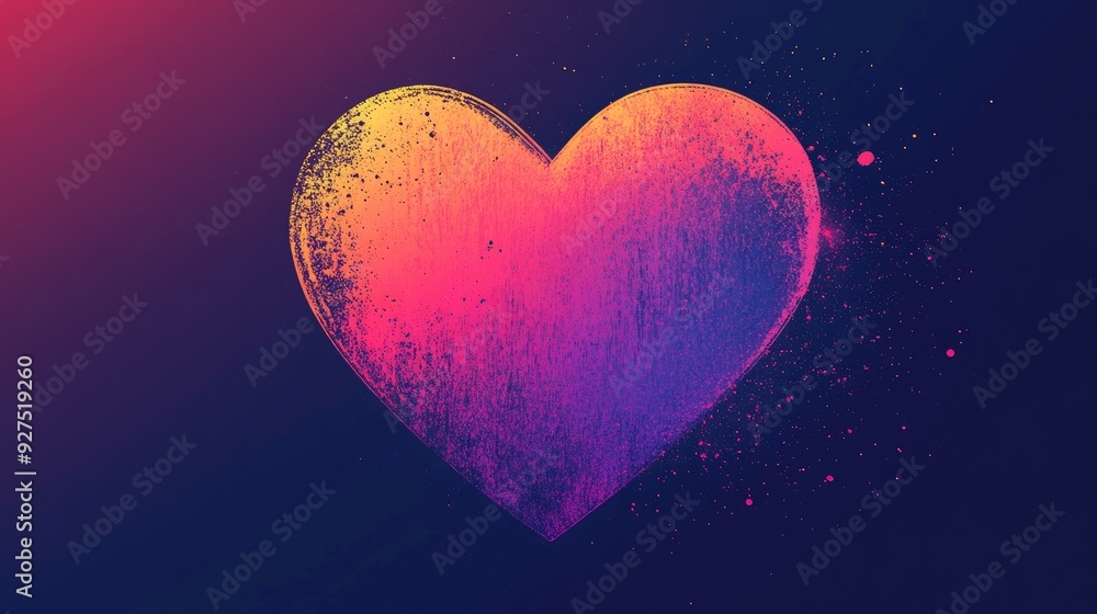 Poster beautiful heart-shaped vector illustration with a textured gradient effect. ideal for use in valenti