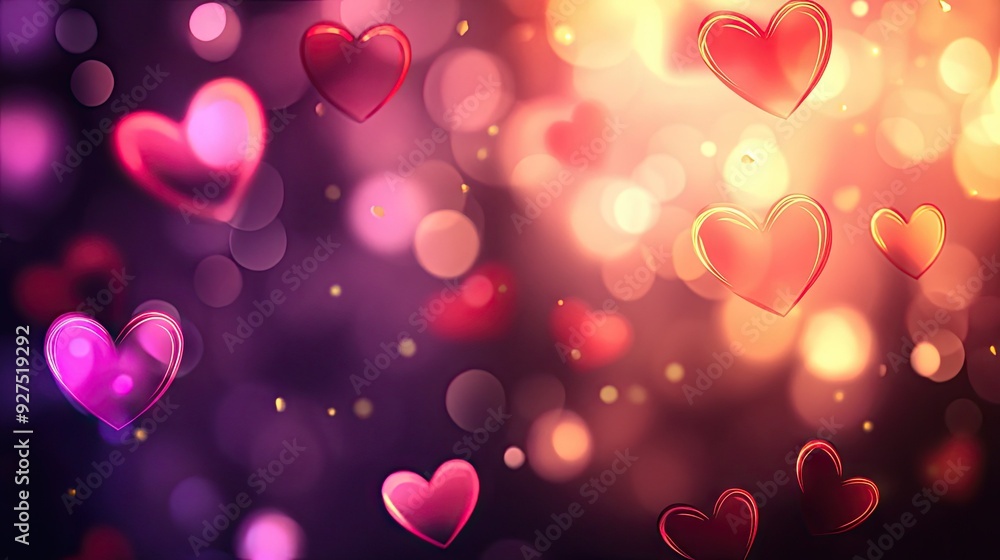 Poster beautifully blurred valentine's day background vector eps 10. includes heart-shaped bokeh and soft-f
