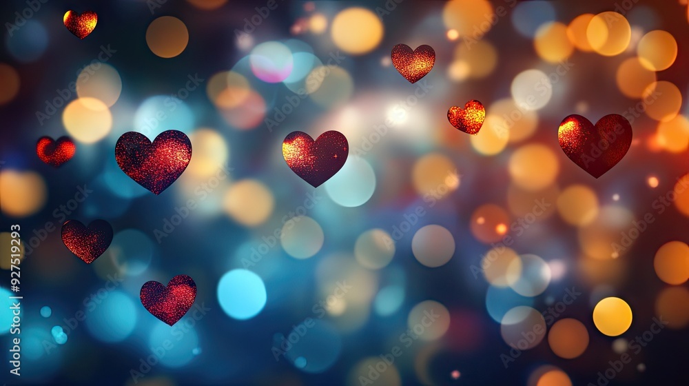 Poster beautifully blurred valentine's day background vector eps 10. includes heart-shaped bokeh and soft-f