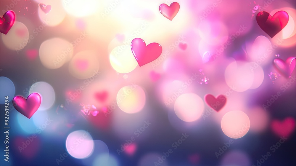 Poster beautifully blurred valentine's day background vector eps 10. includes heart-shaped bokeh and soft-f