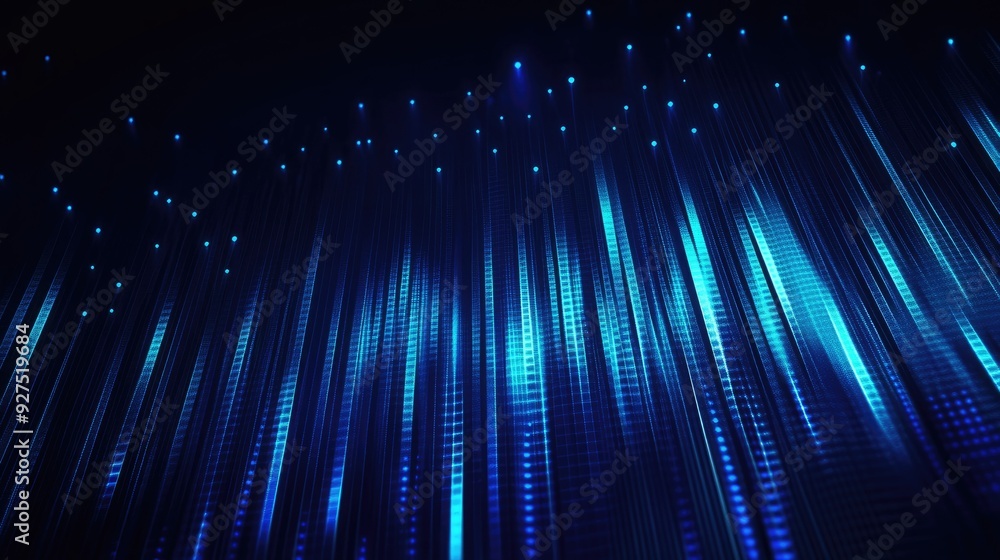 Poster blue music equalizer vector illustration featuring an array of sound bars and waveforms. clean, mode