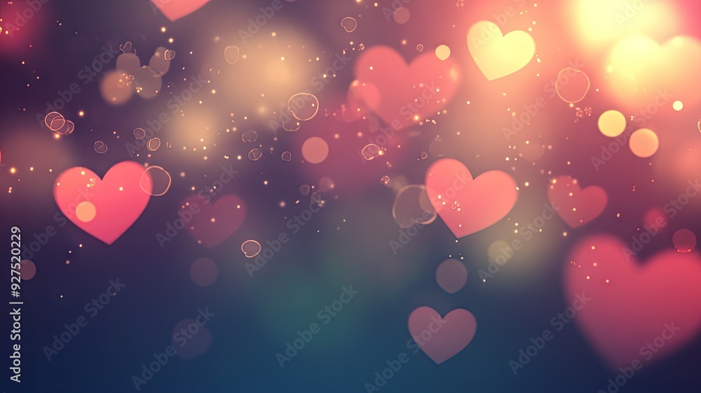 Aufkleber blurred valentine's day background in vector eps 10. soft bokeh lights and subtle heart shapes creat