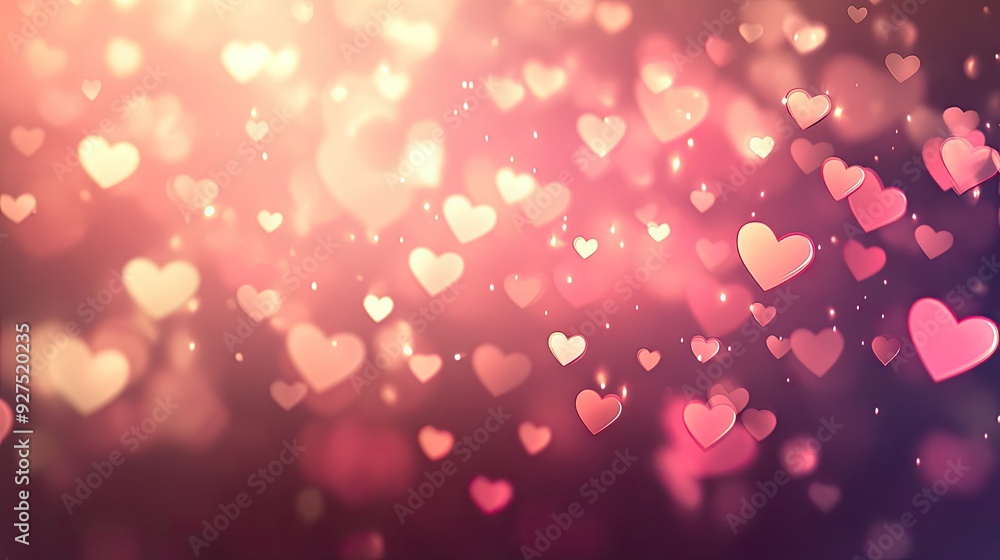 Poster blurred valentine's day background in vector eps 10. soft bokeh lights and subtle heart shapes creat