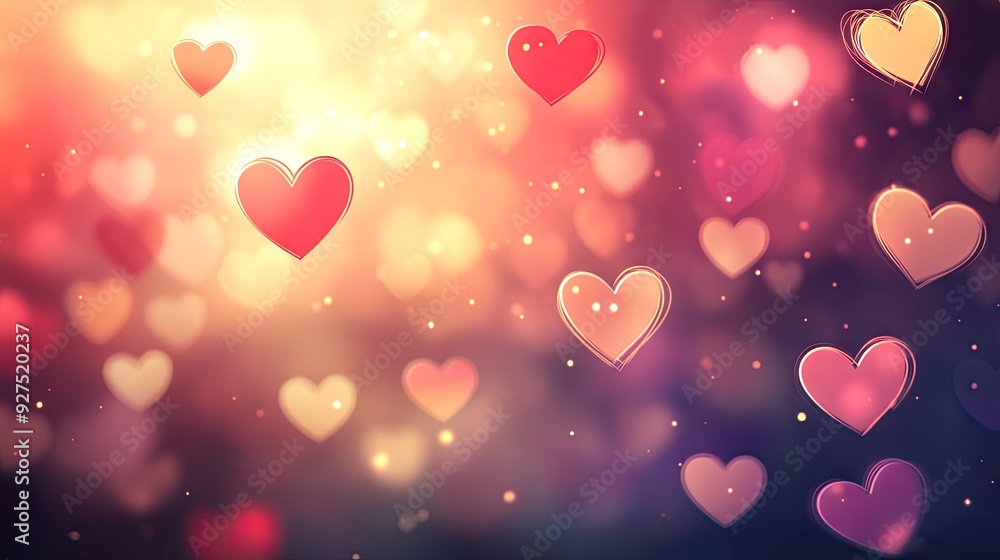 Poster blurred valentine's day background in vector eps 10. soft bokeh lights and subtle heart shapes creat