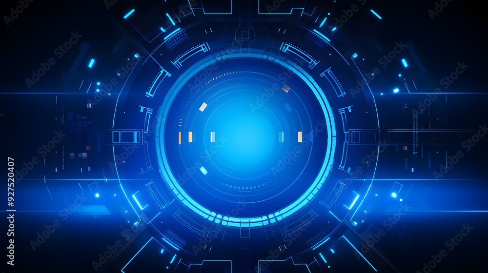 Poster blue abstract technology background circles digital hi-tech technology design background. concept in