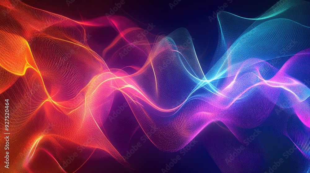 Poster bright and colorful sound waves illustrating voice and audio energy. abstract background with dynami