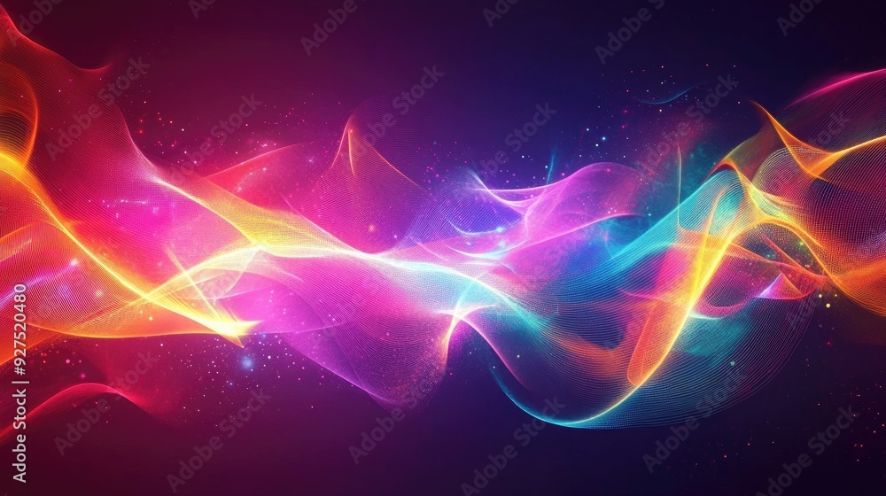 Poster bright and colorful sound waves illustrating voice and audio energy. abstract background with dynami