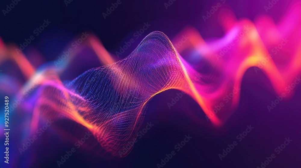 Poster bright and colorful sound waves illustrating voice and audio energy. abstract background with dynami