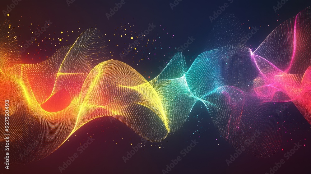 Poster bright and colorful sound waves illustrating voice and audio energy. abstract background with dynami