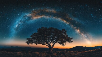 Breathtaking view of a starry sky with the Milky Way nebula, perfect for capturing the serene beauty of Tanabata night and the wonders of the cosmos.