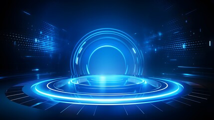 blue Abstract technology background circles digital hi-tech technology design background. concept innovation. vector illustration