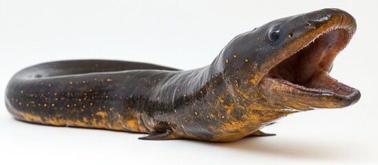 Close-up of a South American Lungfish with its mouth open