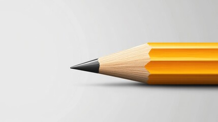 Bright yellow wooden pencil creating a precise line on a white-gray gradient backdrop. Perfect for creative design, education, or business concepts. Modern vector illustration.