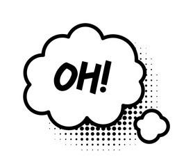 Comic speech bubble with halftone shadow. Illustration in pop art style