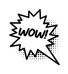 Comic speech bubble with halftone shadow. Illustration in pop art style