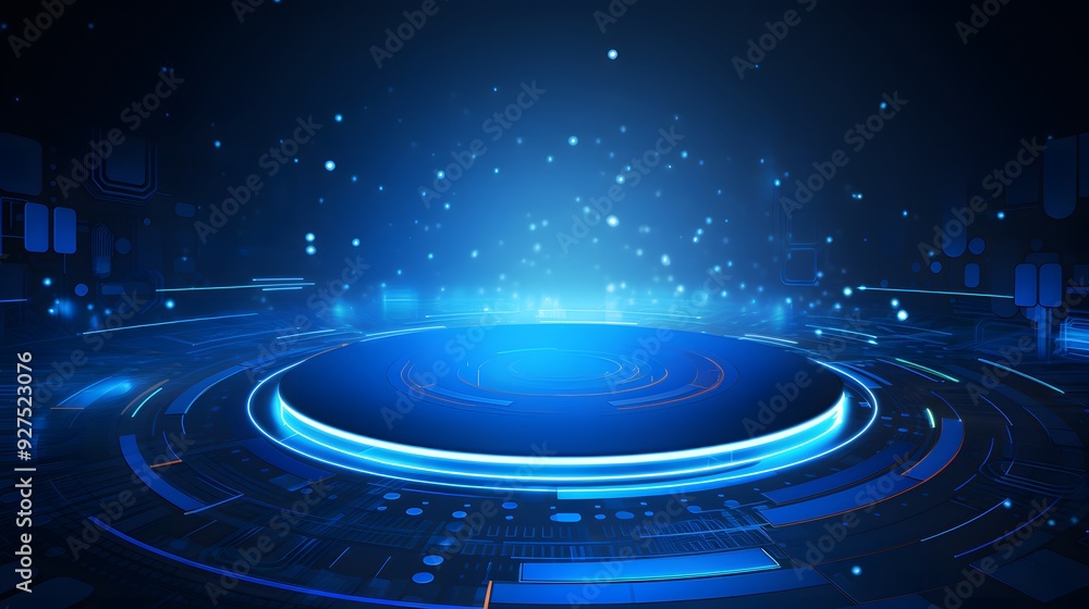 Poster blue abstract technology background circles digital hi-tech technology design background. concept in