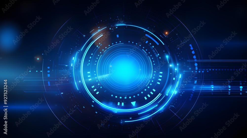 Poster blue abstract technology background circles digital hi-tech technology design background. concept in