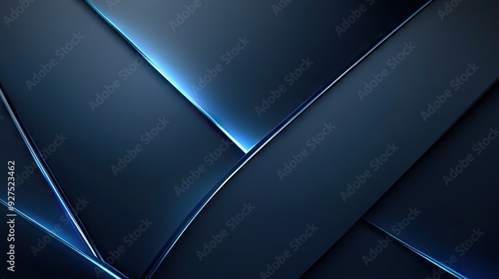 Poster deep grey background with intersecting blue light lines and soft shadows, offering a contemporary an
