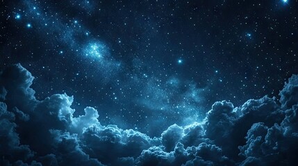 Fototapeta premium Dazzling starry sky with the Milky Way nebula, evoking the magic of Tanabata and the expansive beauty of the universe. Perfect for night sky and cosmic-themed projects.