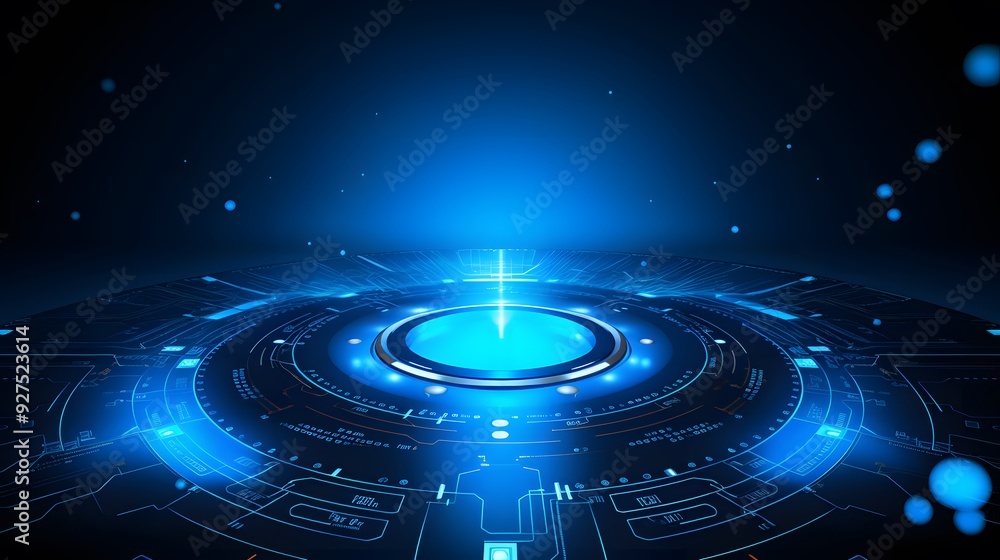 Poster blue abstract technology background circles digital hi-tech technology design background. concept in