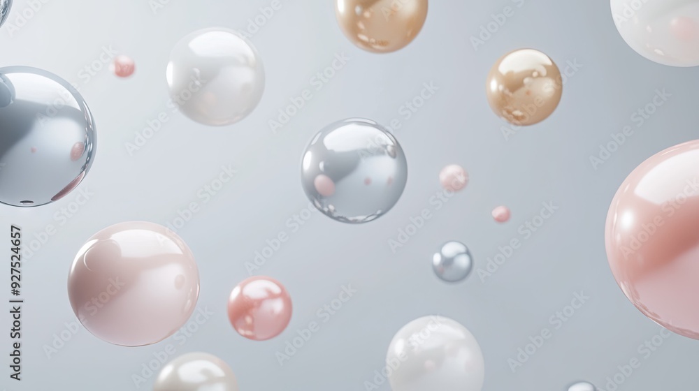 Poster elegant 3d rendering of floating spheres with empty space for product design and branding. minimalis