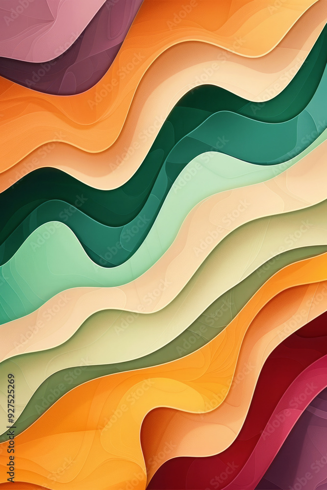 Poster background with colored paper waves. abstract layered pattern
