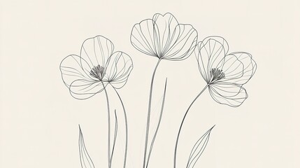 One line design silhouette of flowers