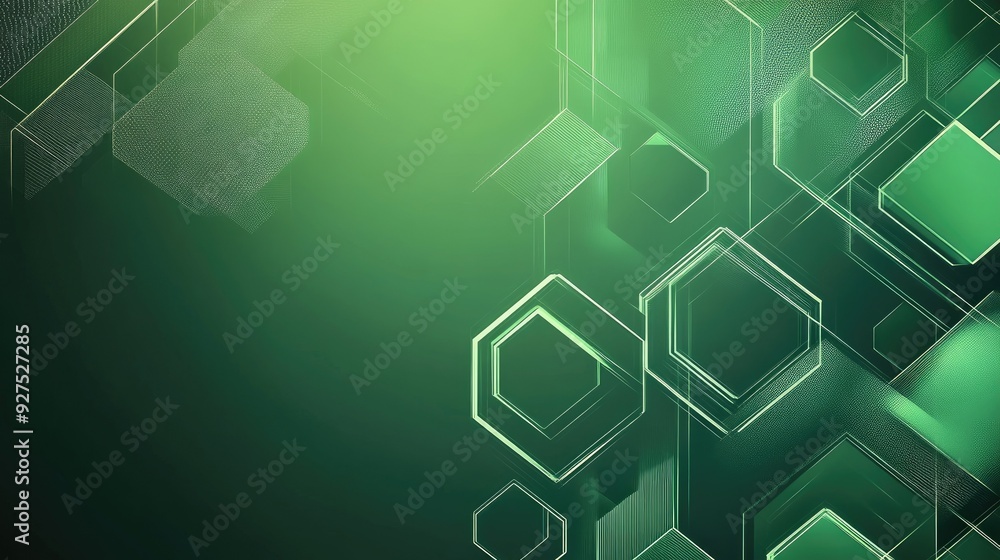 Aufkleber geometric abstract frame background in vibrant green with overlapping hexagons and lines. the dynami