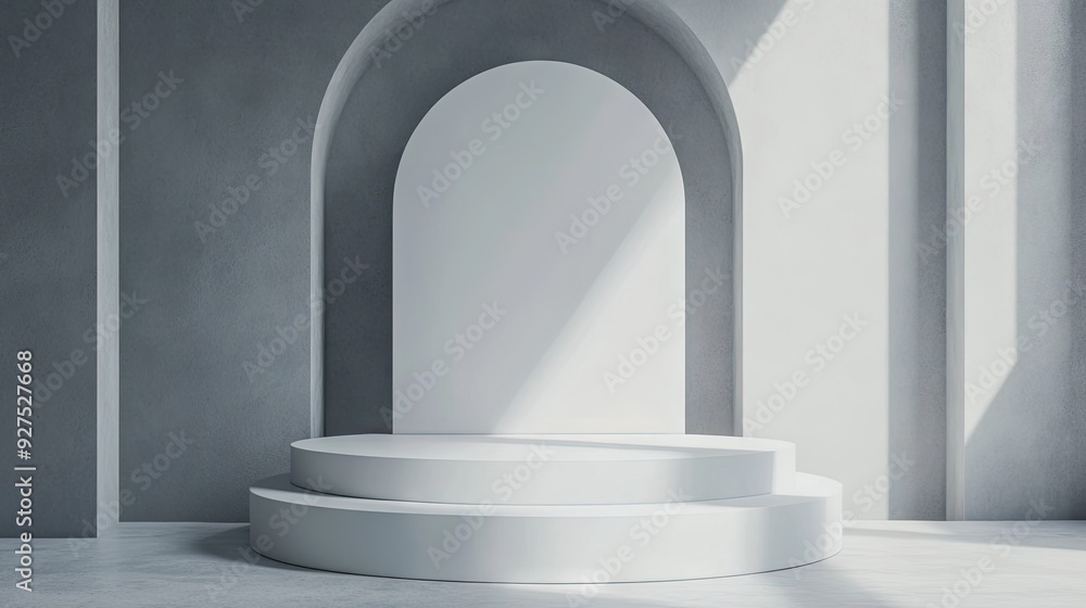 Aufkleber gray room with pulpit and white podium. includes a clean display base with ample space for text or p