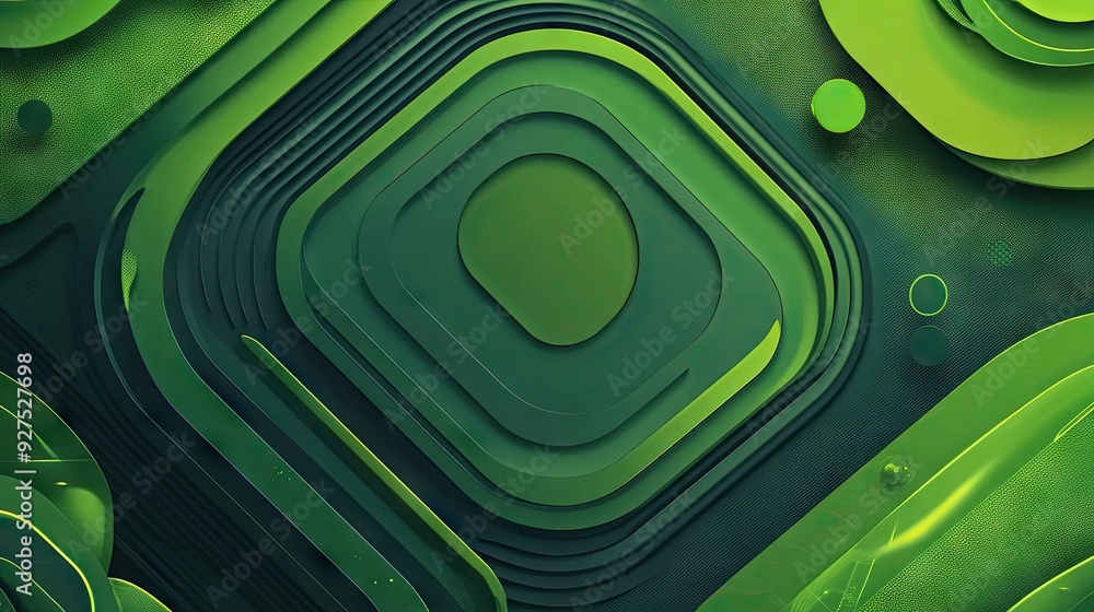 Poster green geometric abstract frame background with layered shapes and lines. a modern and minimalist des