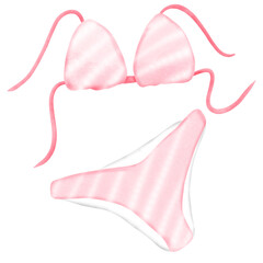 Two pieces swimsuit, summer watercolor collection, hand painting, no AI