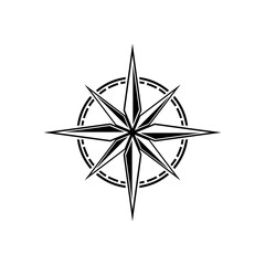 Vector illustration of a compass with 8 cardinal directions, making it easier to show direction. Compass icon logo.