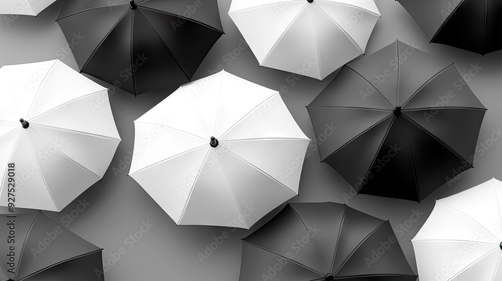 Fototapete high-quality 3d render of blank white and black umbrellas. transparent background makes it perfect f
