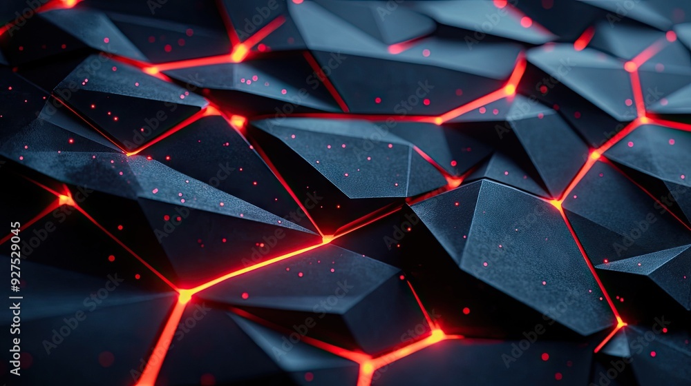 Aufkleber high-tech black polygon surface with dramatic red light patterns, perfect for a cutting-edge and mod