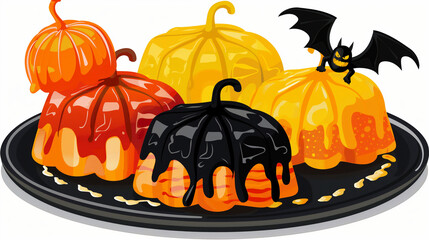 halloween pumpkin cake with bats