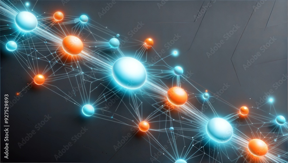 Aufkleber technology convergence: a vibrant nexus of data pathways and glowing nodes illustrating the power an