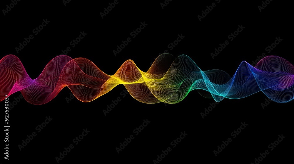 Fototapete illustration of speaking sound wave lines with a vibrant rainbow gradient motion. abstract backgroun