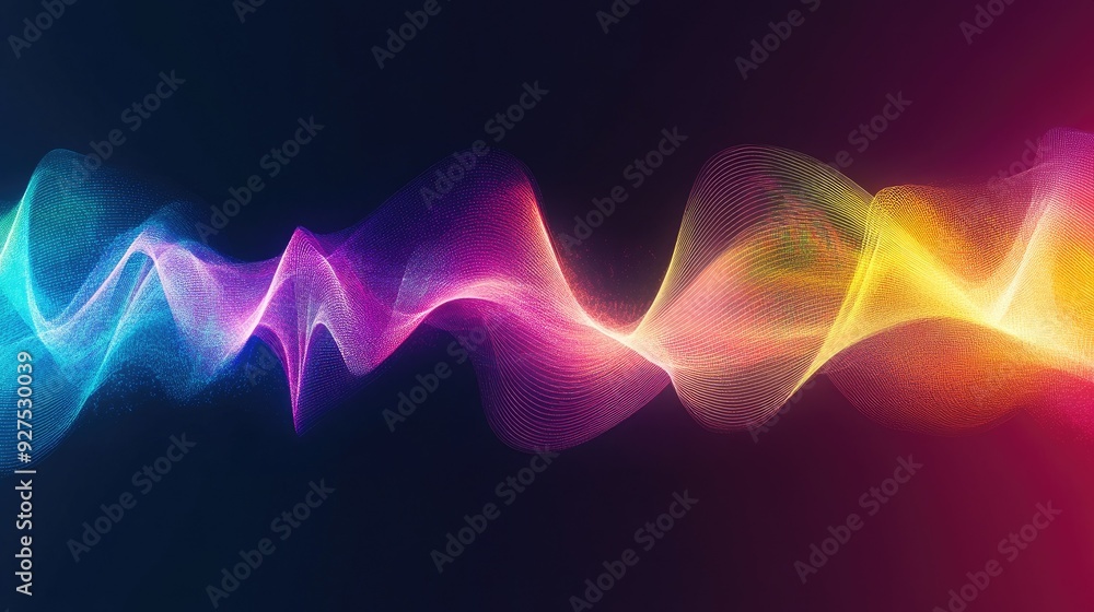 Aufkleber illustration of speaking sound wave lines with a vibrant rainbow gradient motion. abstract backgroun