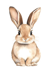 Obraz premium A rabbit on a white background, kid room decor, rabbit, illustration, white background