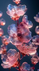 Digital blue and pink crystal plant poster  background