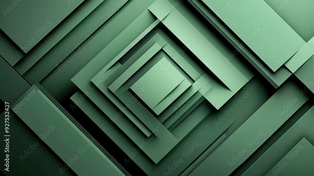 Poster modern green geometric abstract background with sharp lines and layered frames. the stylish, angular