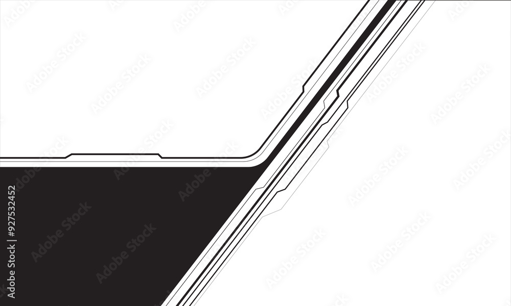 Poster abstract black line circuit cyber geometric on white blank space design modern futuristic technology