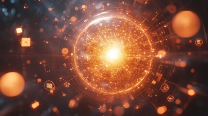 Obraz premium AI: Where Human Intelligence Meets Technology, a Glowing Symbol of Progress