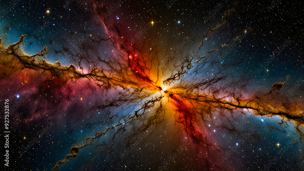 Poster hertzsprung russell diagram showing a vibrant deep space nebula with intricate colors and cosmic str