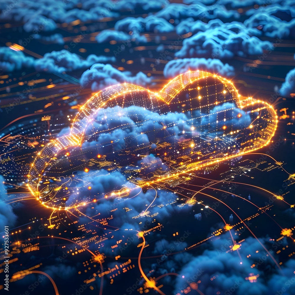 Poster global logistics network powered by innovative cloud based systems showcasing technological efficien