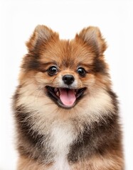 Obraz premium 笑顔のポメラニアンのポートレート（Portrait of a smiling Pomeranian puppy on white background） 