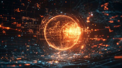 Obraz premium The Symbiosis of Mind and Machine: AI as a Glowing Orb of Intelligence