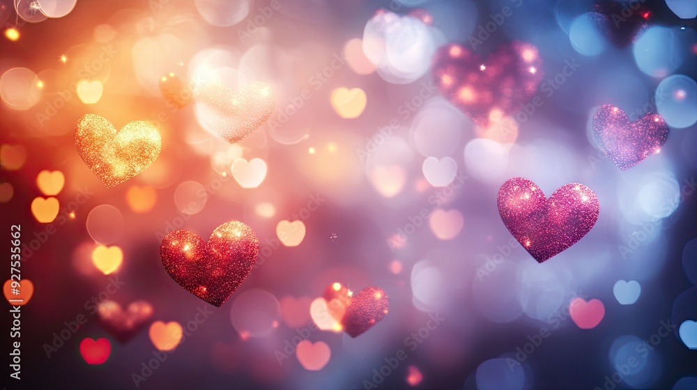 Poster romantic blurred valentine's day background in eps 10 vector format. soft-focus heart shapes and bok